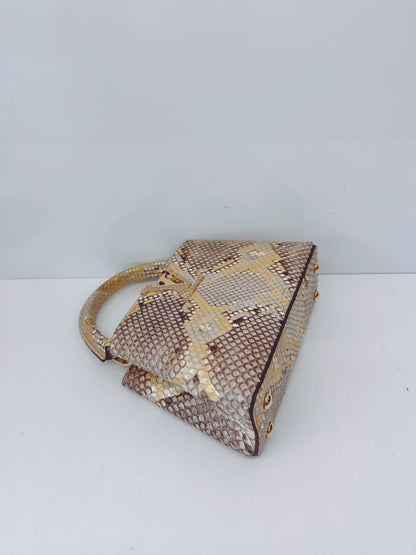 BEIGE GOLD PYTHON LEATHER MINI CAPUCINES BAG