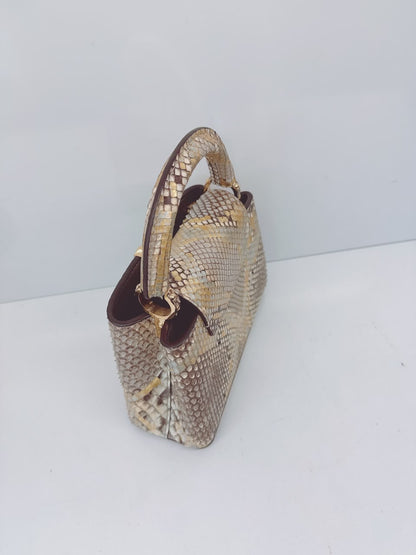 BEIGE GOLD PYTHON LEATHER MINI CAPUCINES BAG