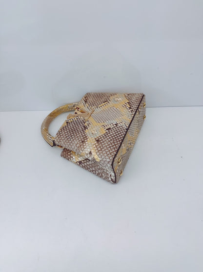 BEIGE GOLD PYTHON LEATHER MINI CAPUCINES BAG