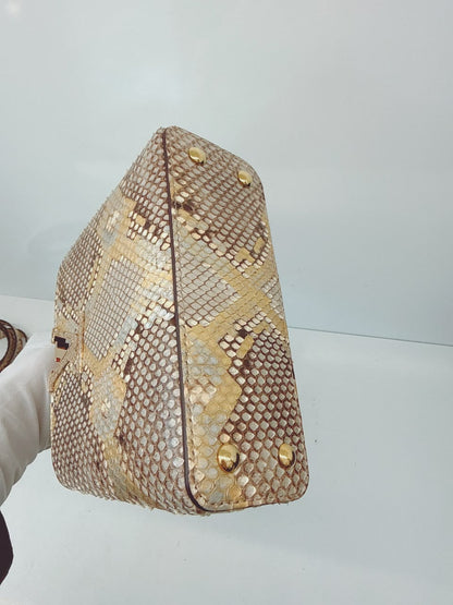 BEIGE GOLD PYTHON LEATHER MINI CAPUCINES BAG