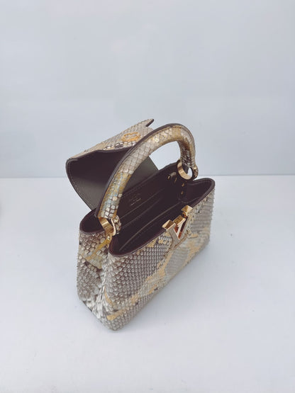BEIGE GOLD PYTHON LEATHER MINI CAPUCINES BAG
