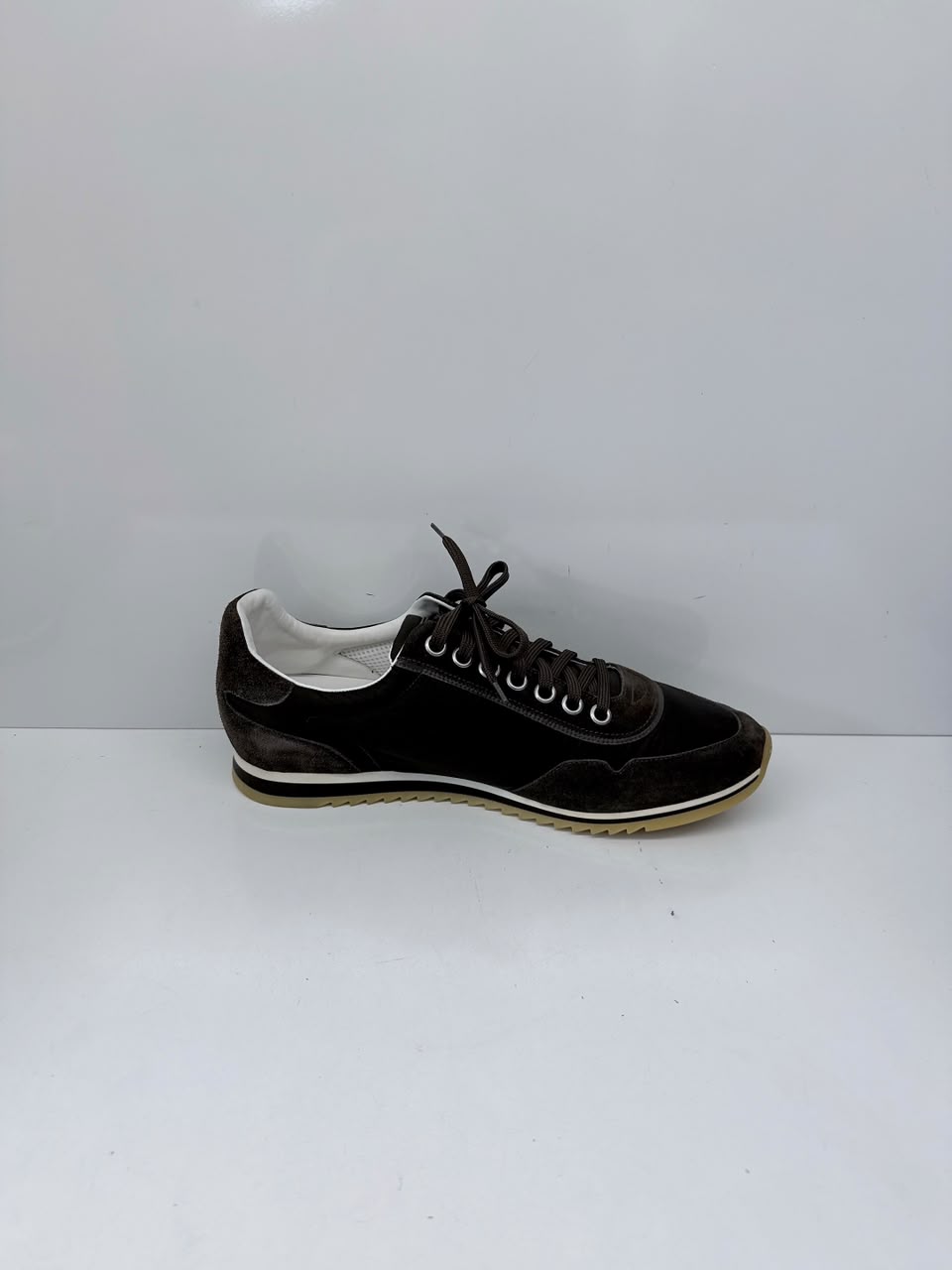 DARK GREEN SUEDE LEATHER AND NYLON TRAINERS LOW TOP SNEAKERS 10