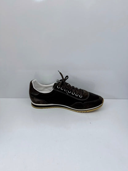 DARK GREEN SUEDE LEATHER AND NYLON TRAINERS LOW TOP SNEAKERS 10