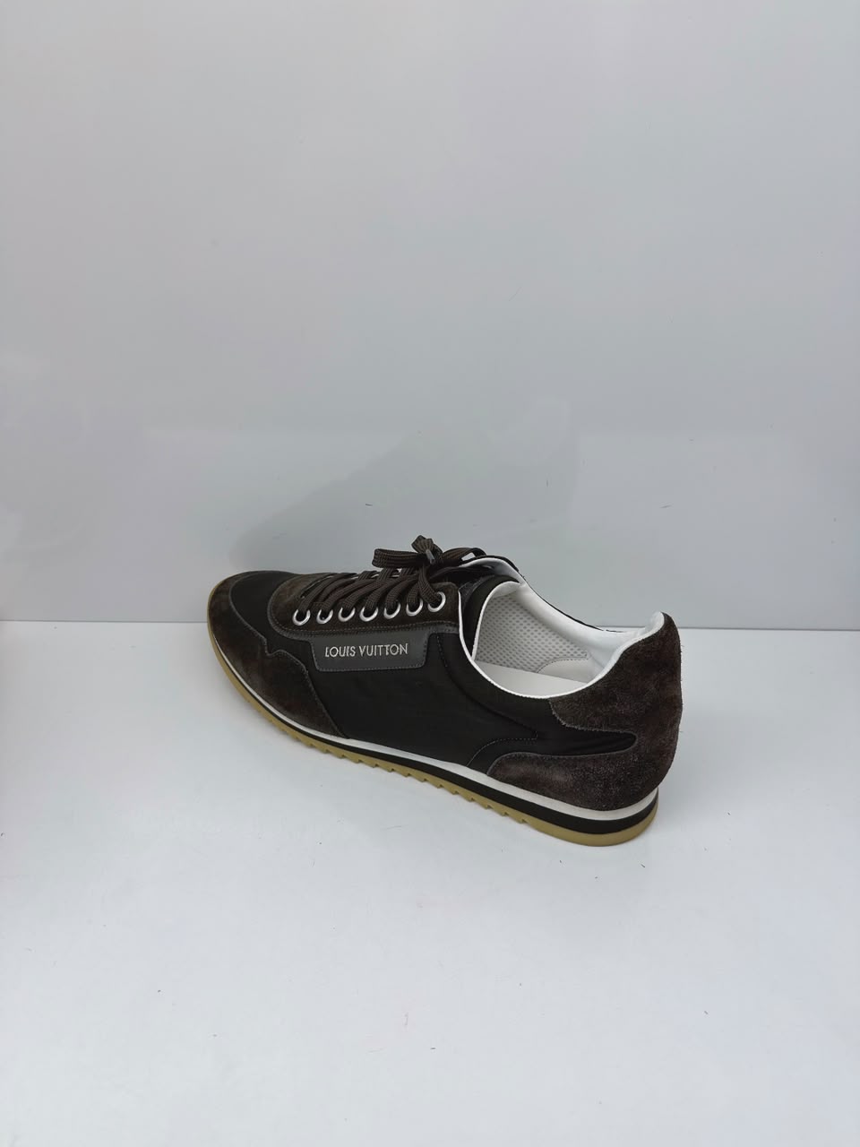 DARK GREEN SUEDE LEATHER AND NYLON TRAINERS LOW TOP SNEAKERS 10