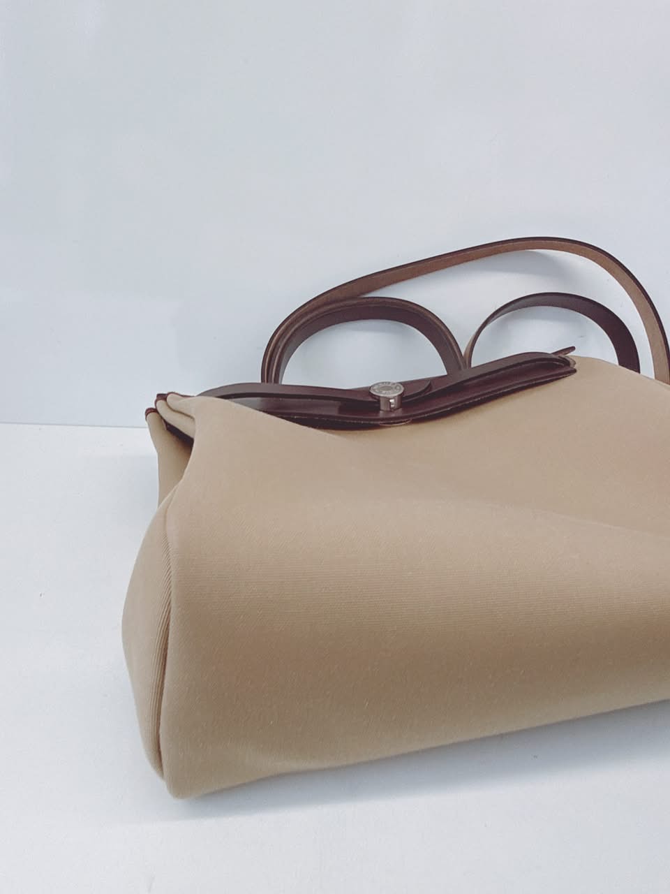 EBENE VACHE HUNTER AND BEIGE MARFA AND CACTUS TOILE HERBAG ZIP 31 PALLADIUM HARDWARE