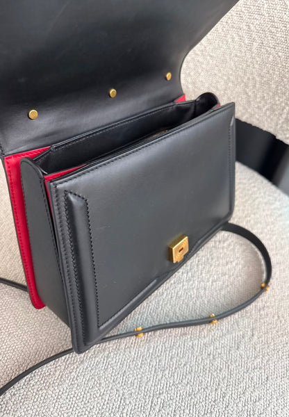 BLACK LEATHER DG AMORE TOP HANDLE BAG
