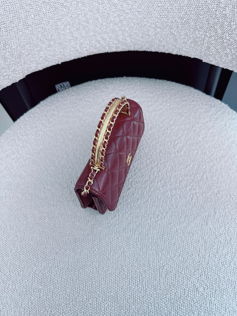 BURGUNDY WALLET ON CHAIN WITH TOP HANDLE BAG
