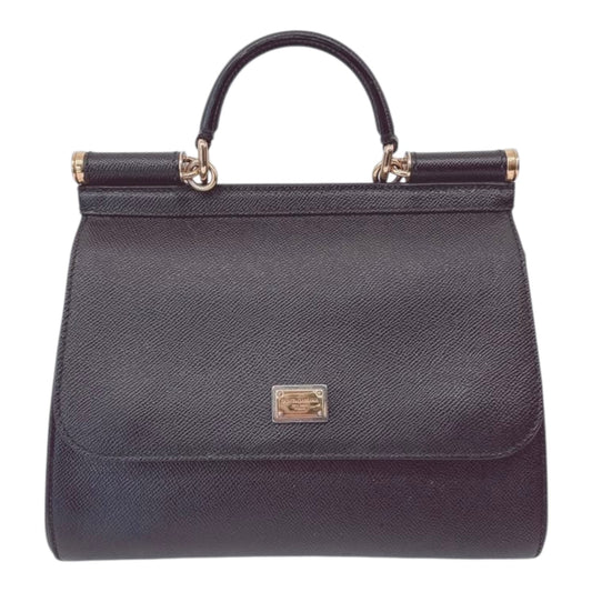BLACK  DAUPHINE CALFSKIN MEDIUM SICILY BAG