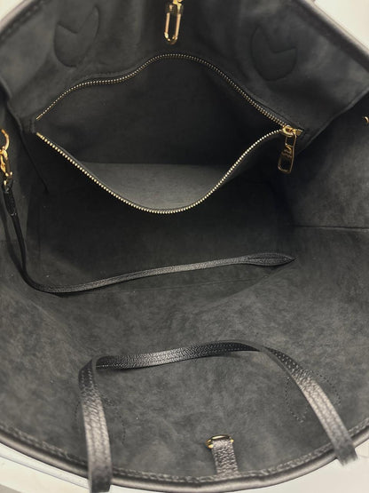 BLACK BEIGE MONOGRAM EMPREINTE LEATHER NEVERFULL MM TOTE BAG