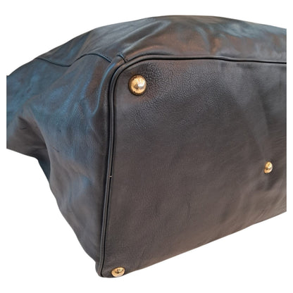 BLACK SOFT LEATHER EXTRA EXTRA LARGE TRAVEL BAG