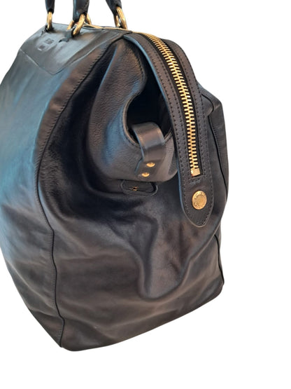BLACK SOFT LEATHER EXTRA EXTRA LARGE TRAVEL BAG