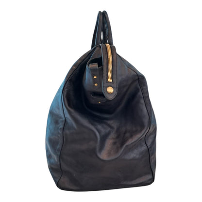 BLACK SOFT LEATHER EXTRA EXTRA LARGE TRAVEL BAG