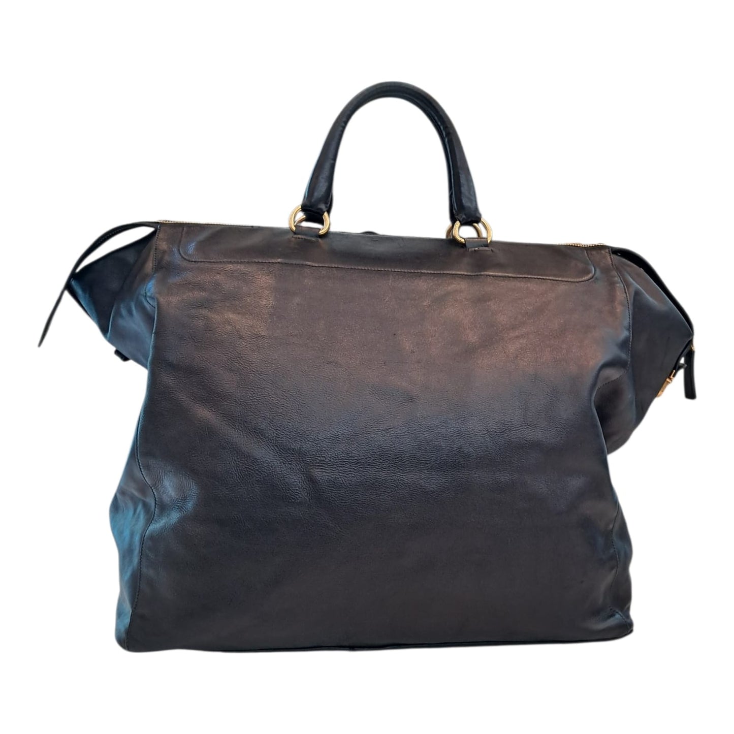 BLACK SOFT LEATHER EXTRA EXTRA LARGE TRAVEL BAG