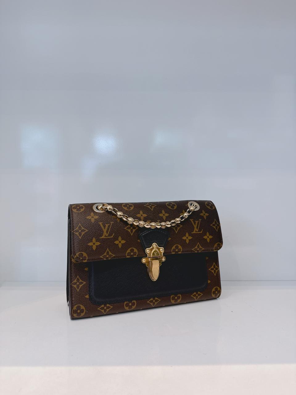 BLACK MONOGRAM CANVAS VICTOIRE HANDBAG