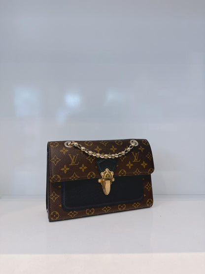 BLACK MONOGRAM CANVAS VICTOIRE HANDBAG