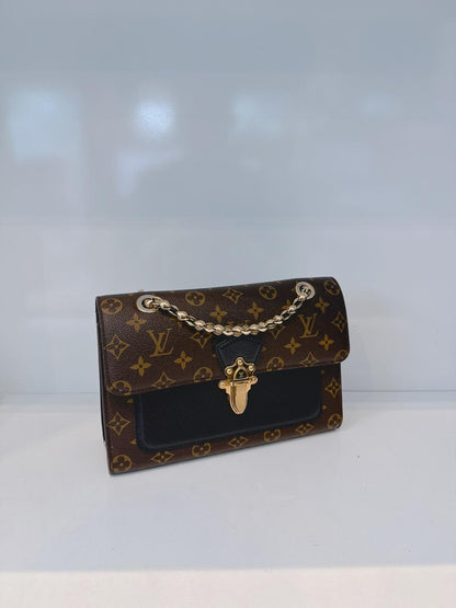 BLACK MONOGRAM CANVAS VICTOIRE HANDBAG