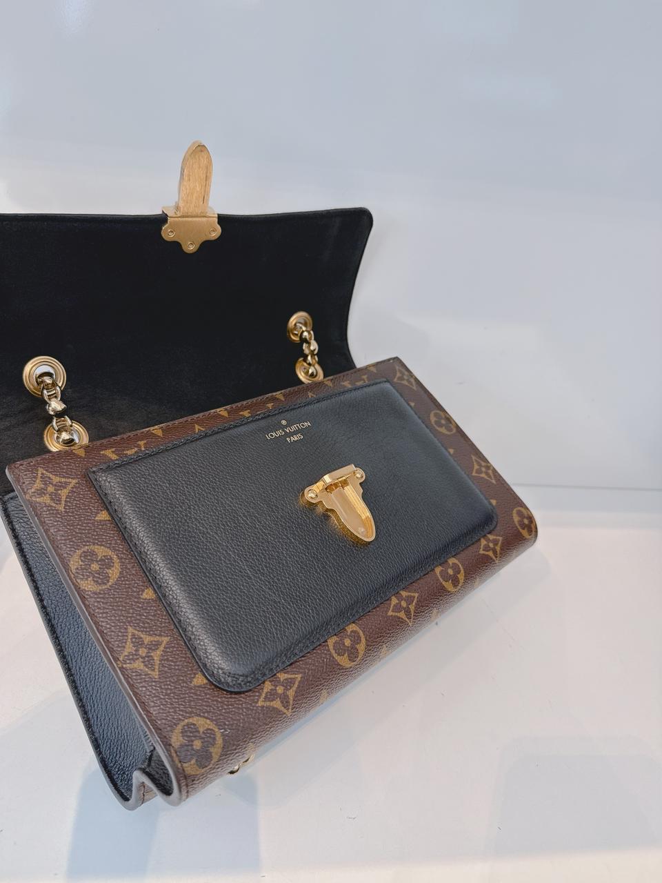 BLACK MONOGRAM CANVAS VICTOIRE HANDBAG