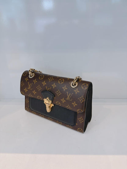 BLACK MONOGRAM CANVAS VICTOIRE HANDBAG