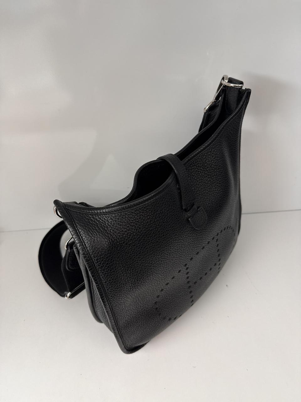 BLACK EVELYNE PM TAURILLON CLEMENCE LEATHER SHOULDER BAG