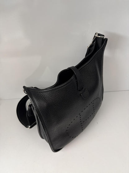 BLACK EVELYNE PM TAURILLON CLEMENCE LEATHER SHOULDER BAG