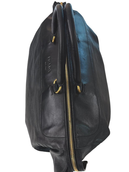 BLACK SOFT LEATHER EXTRA EXTRA LARGE TRAVEL BAG