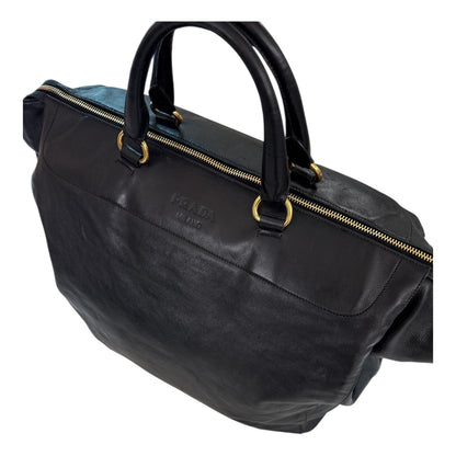 BLACK SOFT LEATHER EXTRA EXTRA LARGE TRAVEL BAG