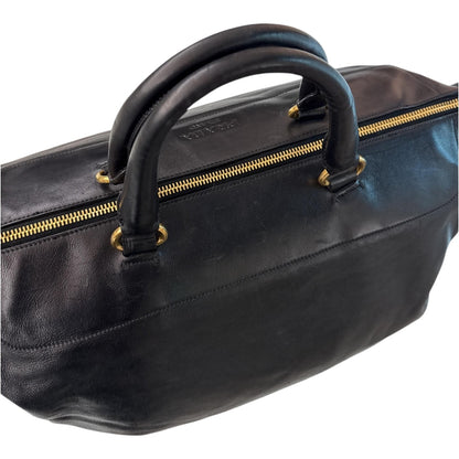BLACK SOFT LEATHER EXTRA EXTRA LARGE TRAVEL BAG