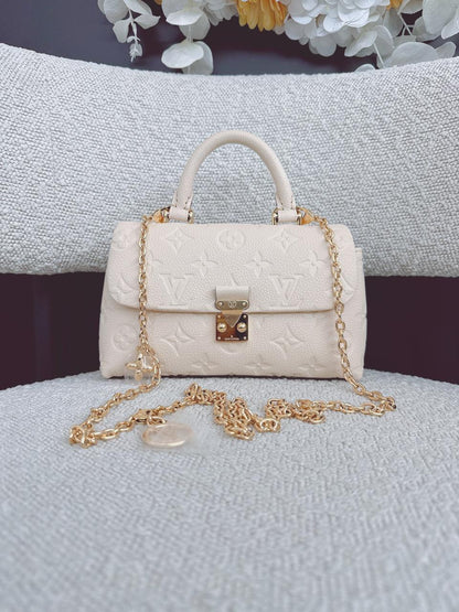 CREAM MONOGRAM EMPREINTE LEATHER NANO MADELEINE BAG
