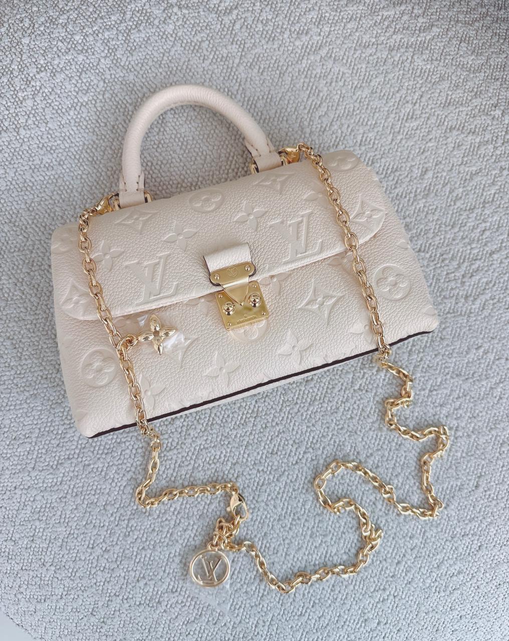 CREAM MONOGRAM EMPREINTE LEATHER NANO MADELEINE BAG