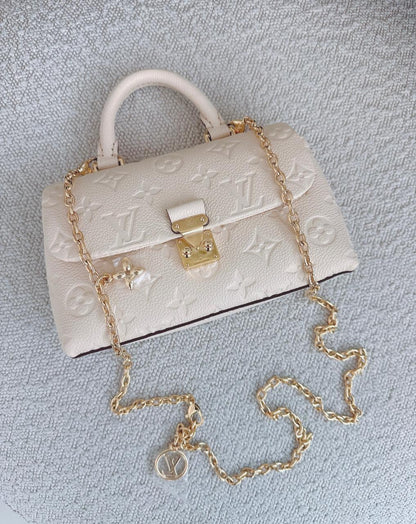 CREAM MONOGRAM EMPREINTE LEATHER NANO MADELEINE BAG