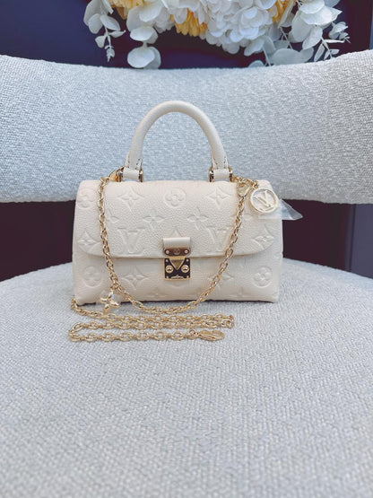 CREAM MONOGRAM EMPREINTE LEATHER NANO MADELEINE BAG