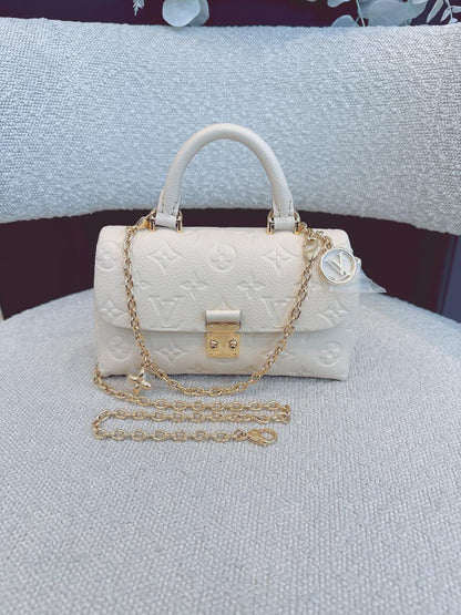 CREAM MONOGRAM EMPREINTE LEATHER NANO MADELEINE BAG