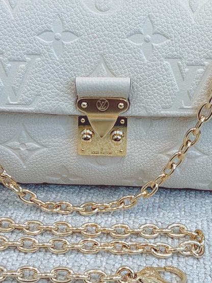 CREAM MONOGRAM EMPREINTE LEATHER NANO MADELEINE BAG