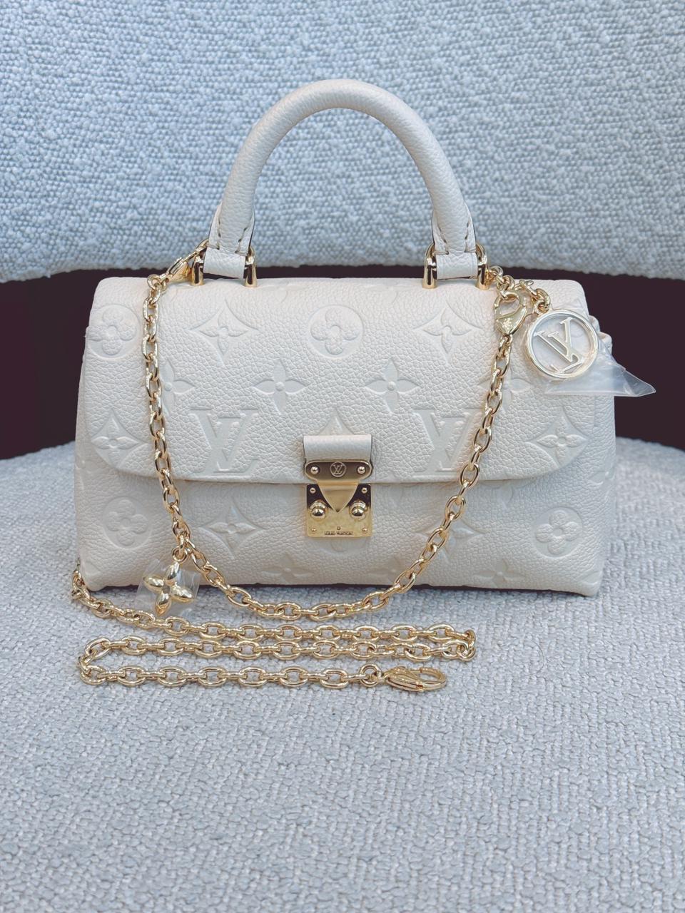 CREAM MONOGRAM EMPREINTE LEATHER NANO MADELEINE BAG