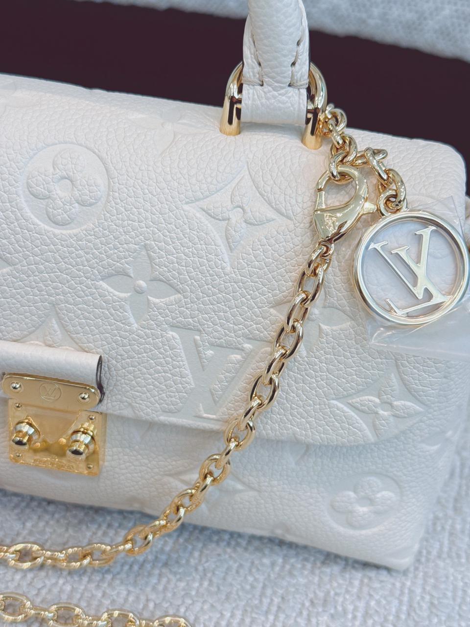 CREAM MONOGRAM EMPREINTE LEATHER NANO MADELEINE BAG