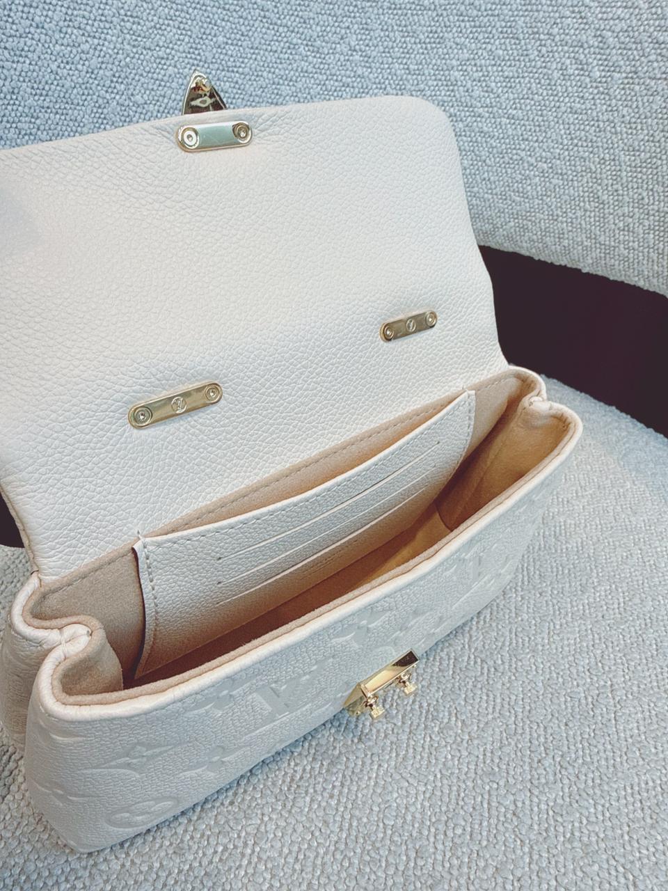 CREAM MONOGRAM EMPREINTE LEATHER NANO MADELEINE BAG