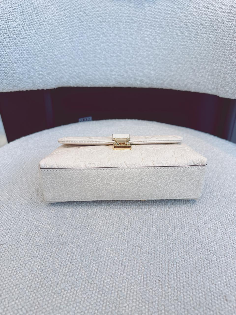 CREAM MONOGRAM EMPREINTE LEATHER NANO MADELEINE BAG