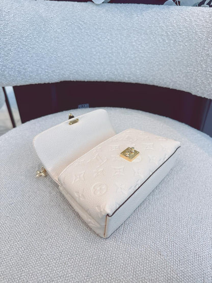 CREAM MONOGRAM EMPREINTE LEATHER NANO MADELEINE BAG