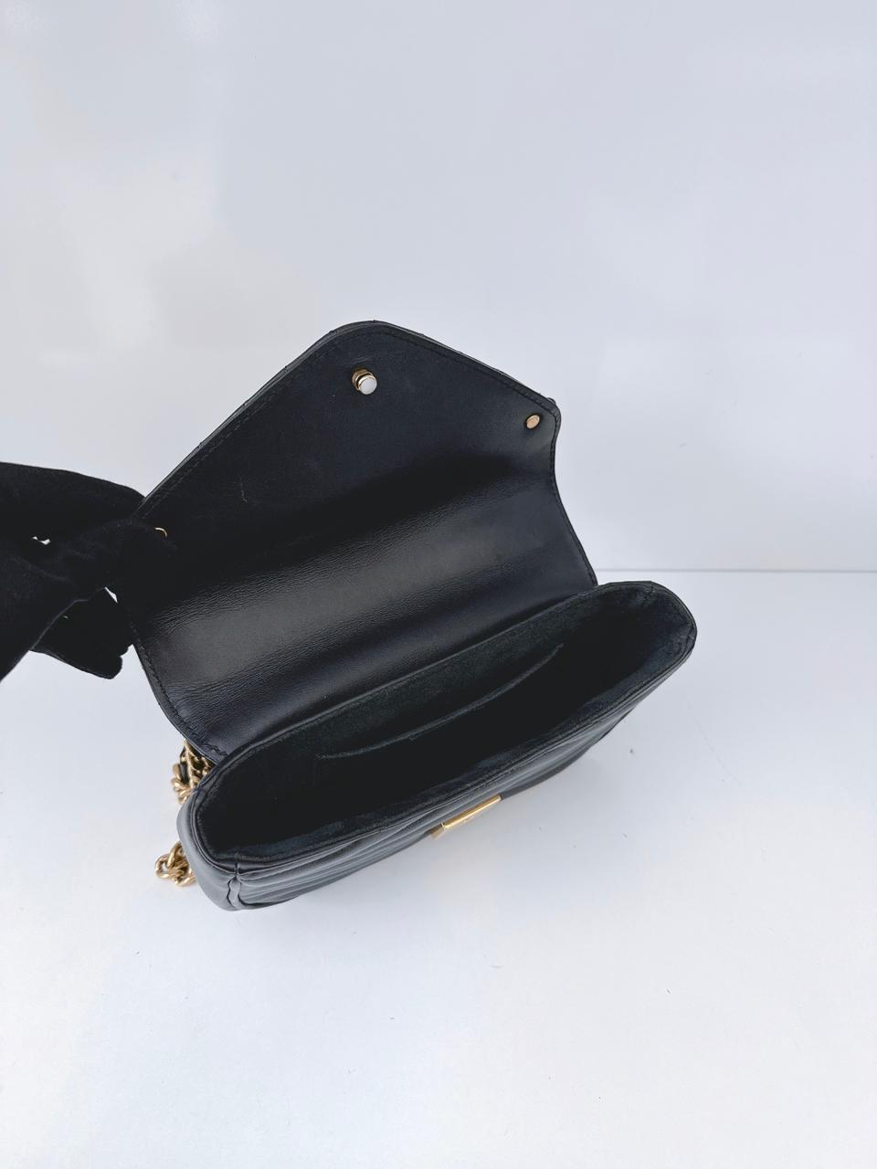 BLACK LEATHER NEW WAVE CHAIN PM BAG