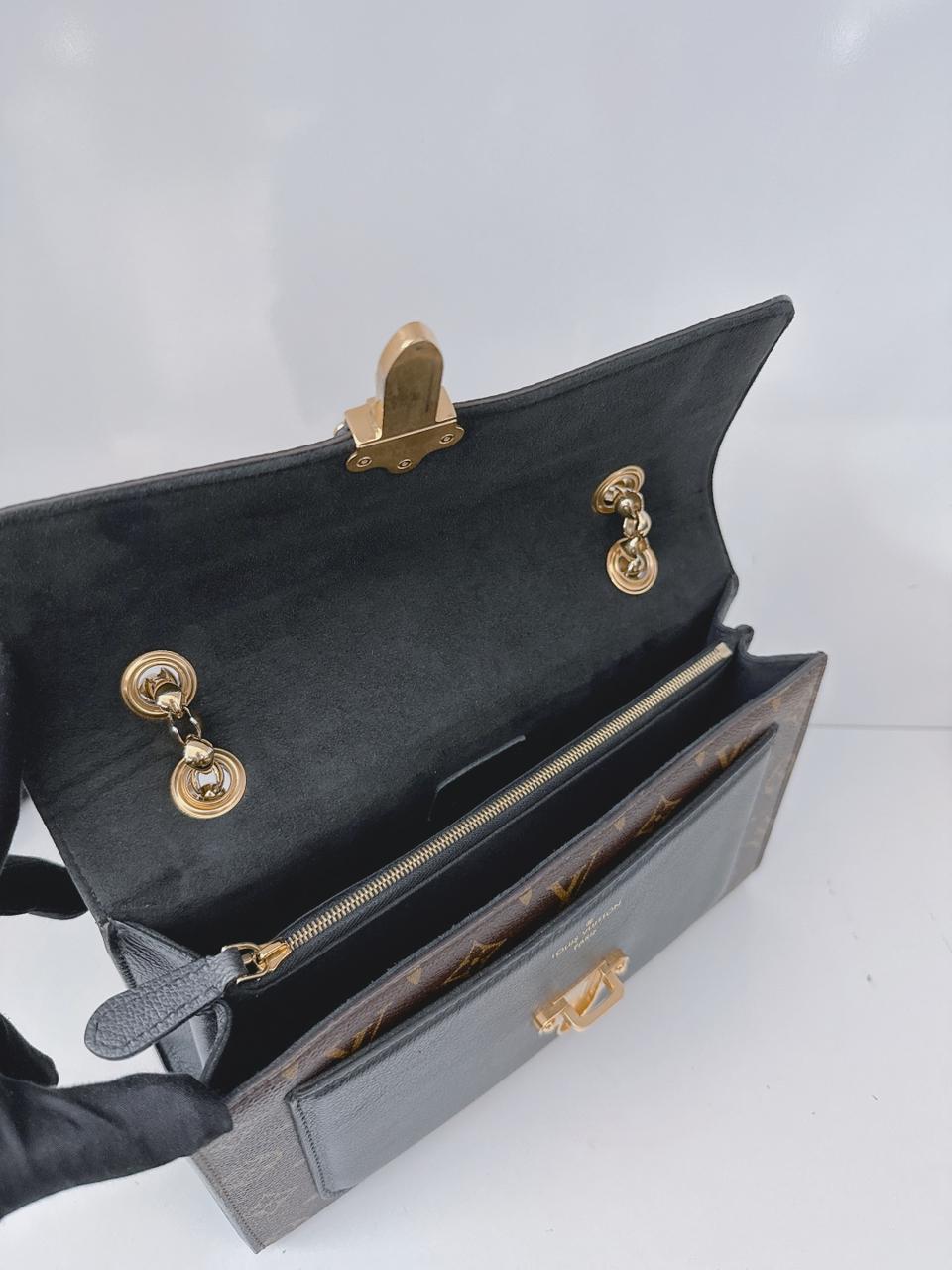 BLACK MONOGRAM CANVAS VICTOIRE HANDBAG