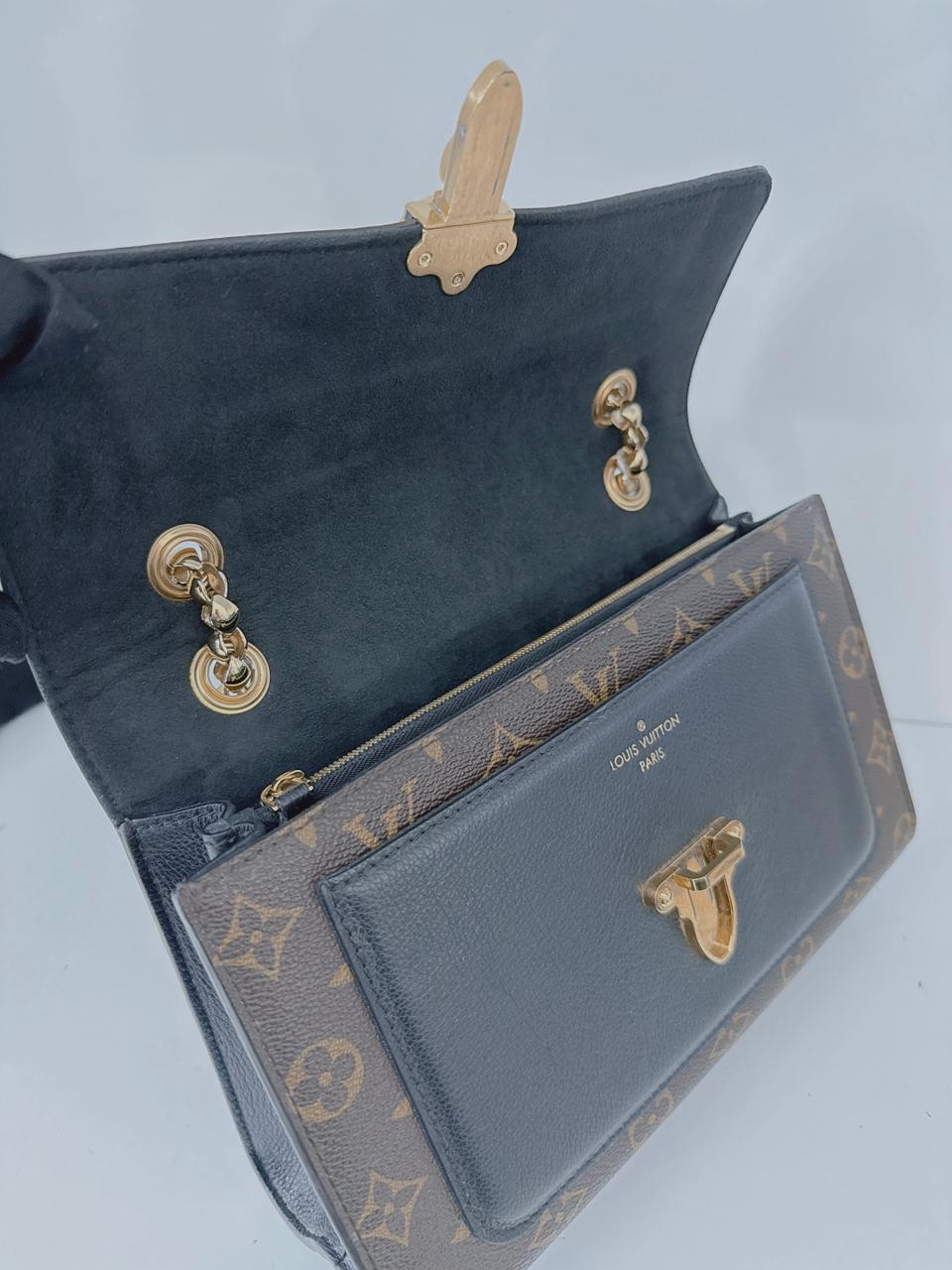 BLACK MONOGRAM CANVAS VICTOIRE HANDBAG