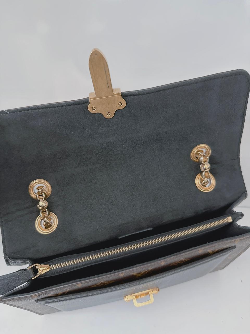 BLACK MONOGRAM CANVAS VICTOIRE HANDBAG