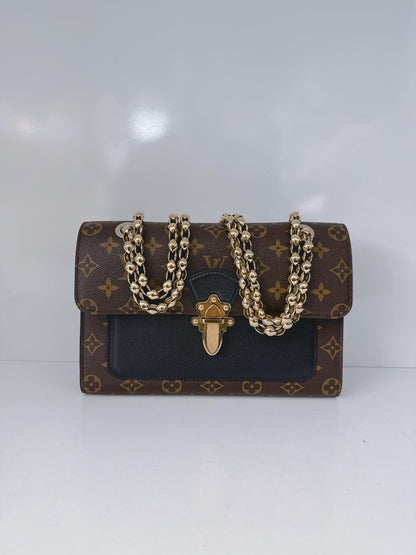 BLACK MONOGRAM CANVAS VICTOIRE HANDBAG