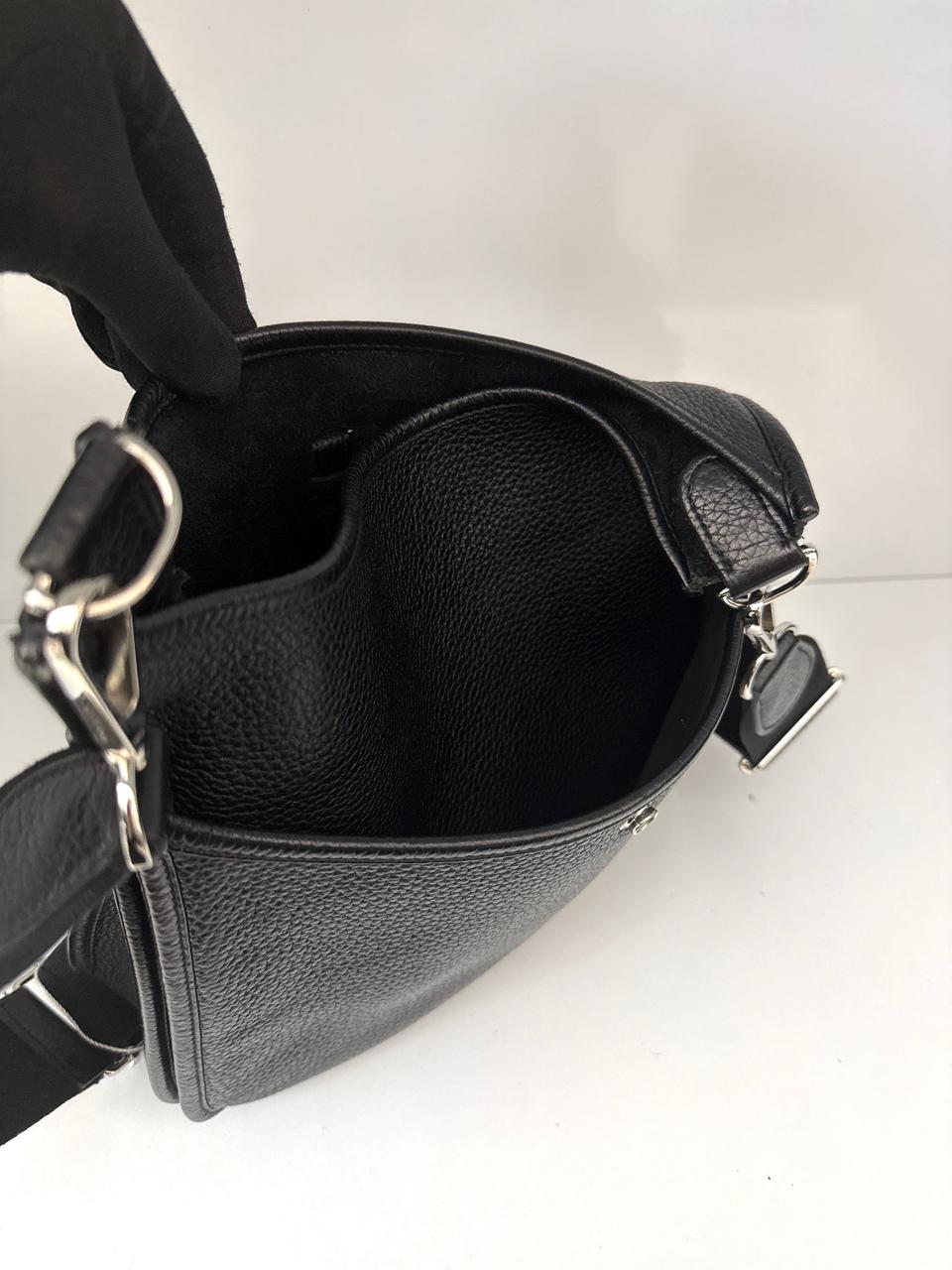 BLACK EVELYNE PM TAURILLON CLEMENCE LEATHER SHOULDER BAG