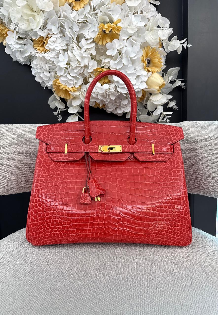BOUGAINVILLIER POROSUS CROCODILE BIRKIN 35 GOLD HARDWARE
