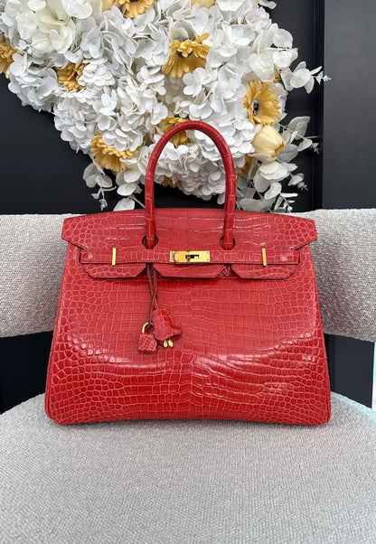 BOUGAINVILLIER POROSUS CROCODILE BIRKIN 35 GOLD HARDWARE