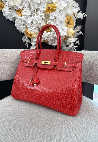 BOUGAINVILLIER POROSUS CROCODILE BIRKIN 35 GOLD HARDWARE