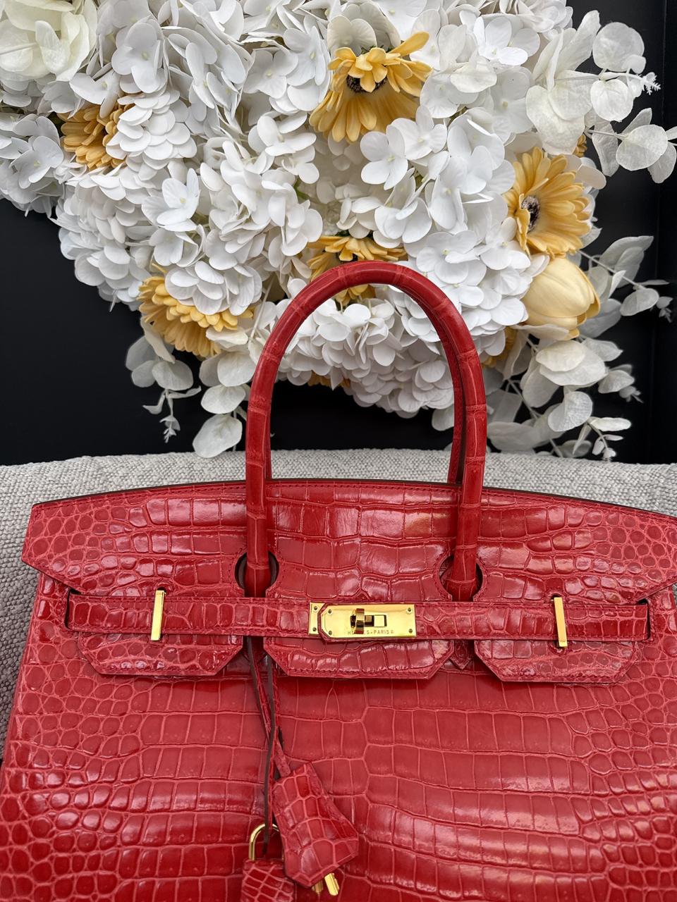 BOUGAINVILLIER POROSUS CROCODILE BIRKIN 35 GOLD HARDWARE