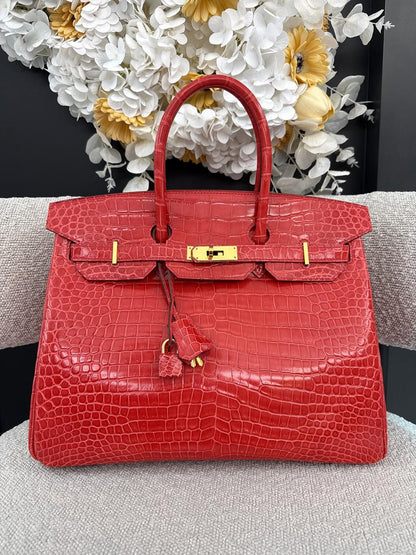BOUGAINVILLIER POROSUS CROCODILE BIRKIN 35 GOLD HARDWARE