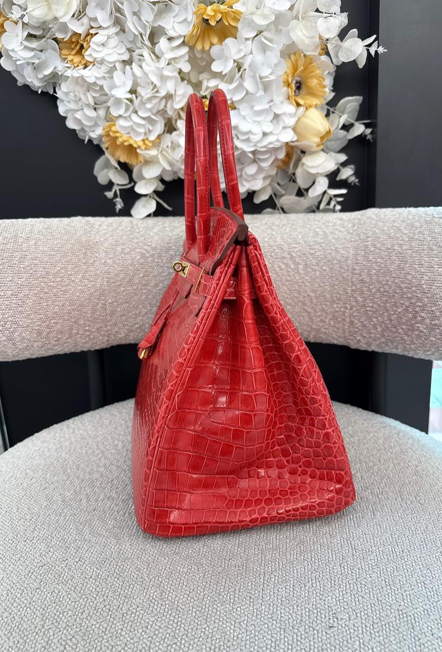 BOUGAINVILLIER POROSUS CROCODILE BIRKIN 35 GOLD HARDWARE